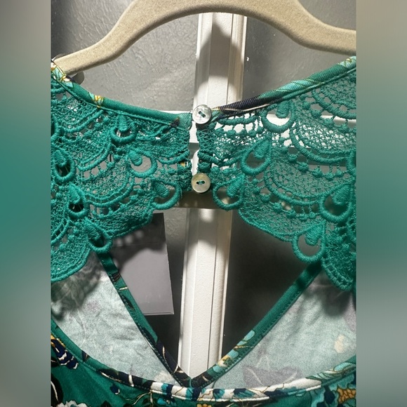 NWT Daniel Rainn Teal Floral Lace Top - Picture 7 of 8